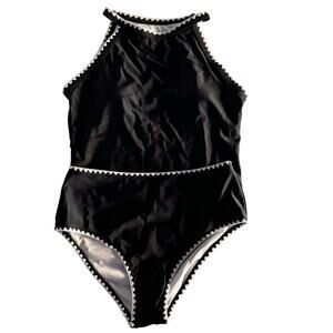 Beachsissi Tankini Two Piece Black with White Trim Swim Suit New w Tags Medium